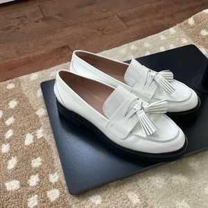 Stuart Weitzman white loafers